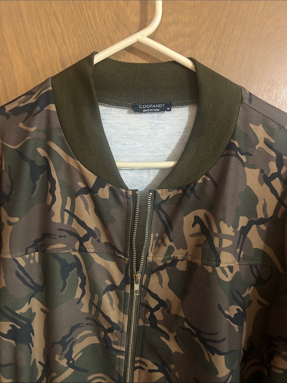 Coofandy Men's Camouflage Bomber Jacket - Olive/Brown